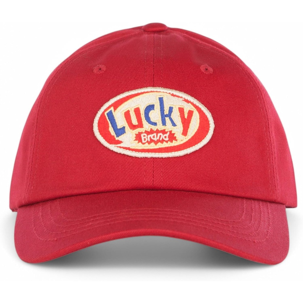 image:imageLucky Brand Classic Cotton Adjustable Dad Hat Baseball Cap Golf Fishing Low Profile 5 Panel DesignEmbroidered Patch Red