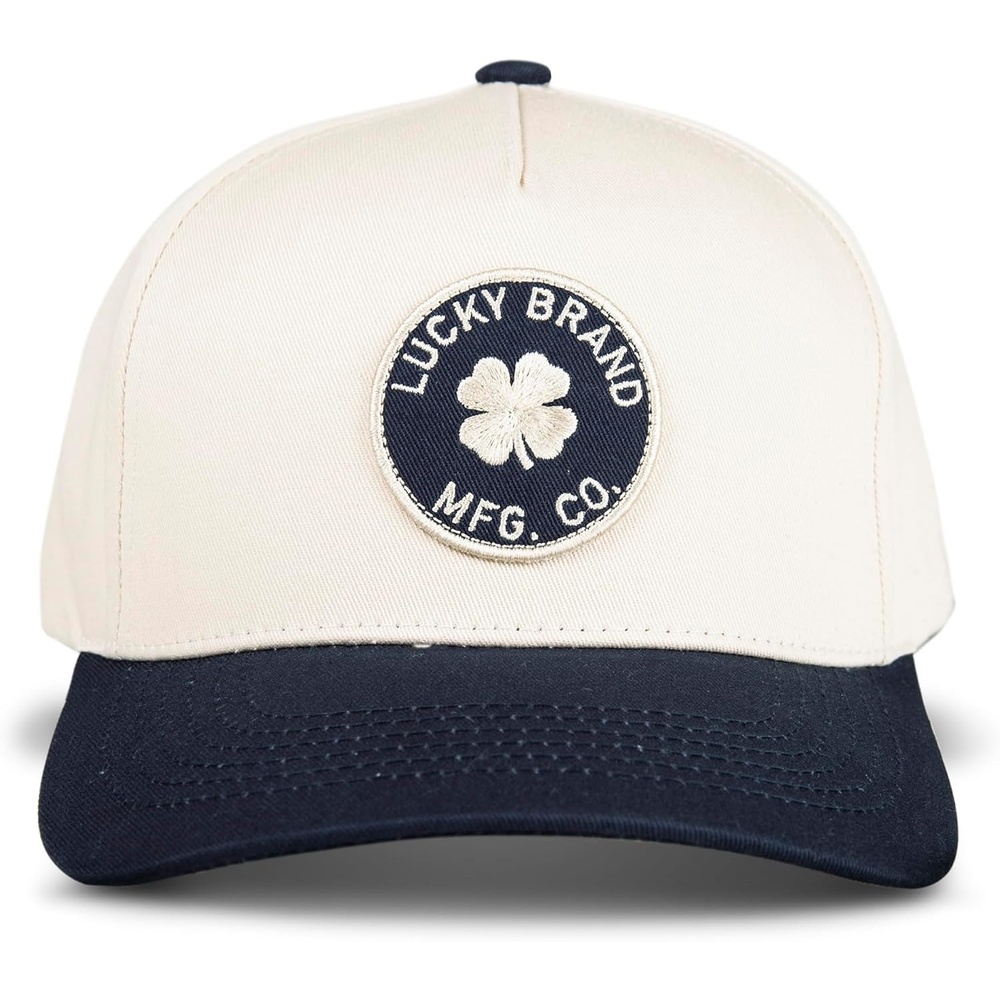 image:imageLucky Brand Classic Cotton Adjustable Dad Hat Baseball Cap Golf Fishing Low Profile 5 Panel DesignMfg Co Patch Ivory