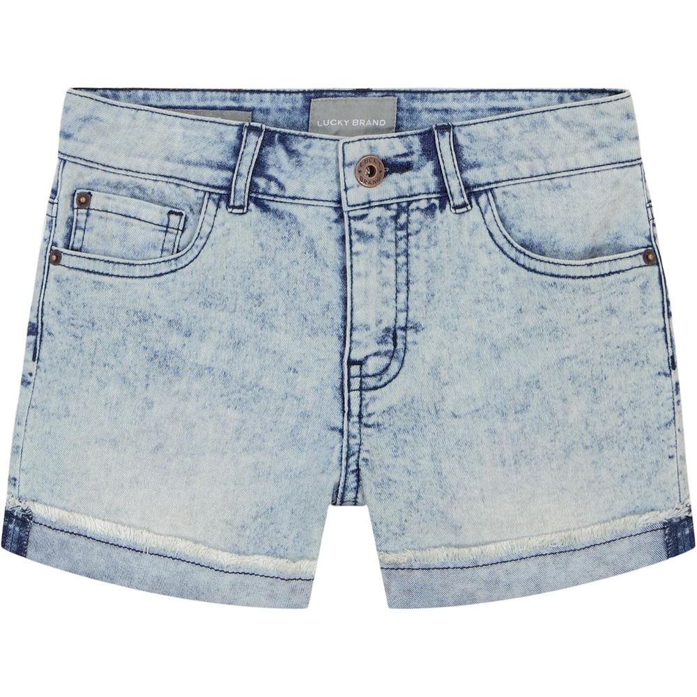 image:imageLucky Brand Girls Cuffed Jean Shorts Stretch Denim with 5 Pockets Mid to High Rise WaistRiley Indigo Marble