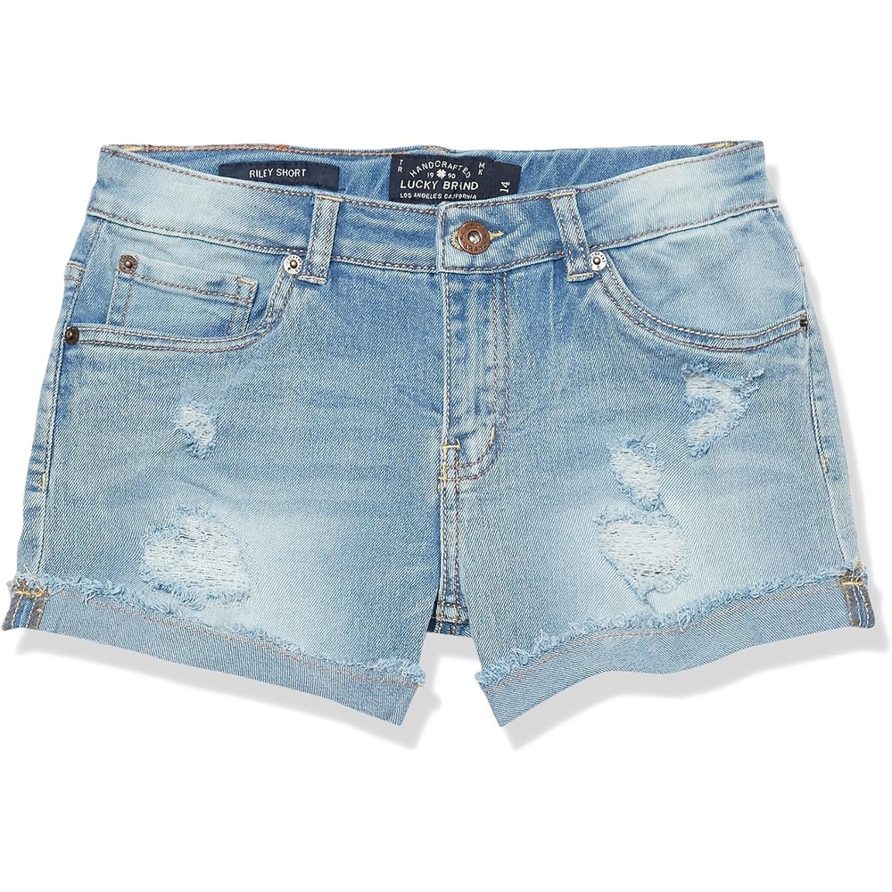 image:imageLucky Brand Girls Cuffed Jean Shorts Stretch Denim with 5 Pockets Mid to High Rise WaistRonnie Tori