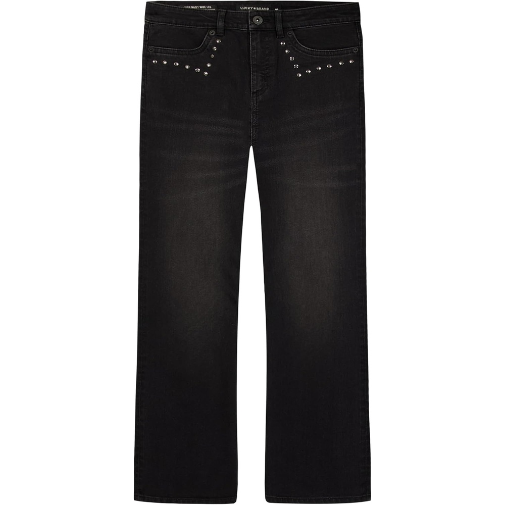 image:imageLucky Brand Girls High Rise Wide Flare Stretch Denim Jean Zipper Fly amp Button ClosureFaded Black