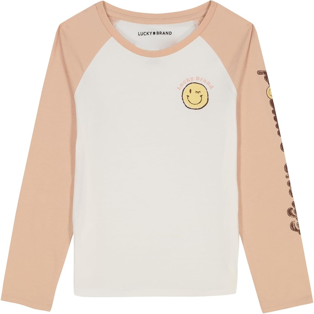 image:imageLucky Brand Girls Long Sleeve Graphic TShirt Tagless Cotton Tee with Fun DesignsCameo Rose Positivity