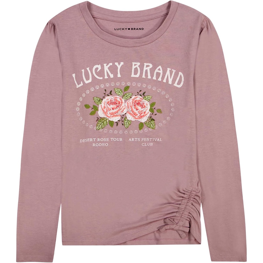 image:imageLucky Brand Girls Long Sleeve Graphic TShirt Tagless Cotton Tee with Fun DesignsDesert Rose