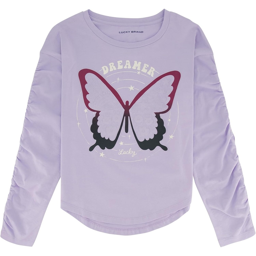 image:imageLucky Brand Girls Long Sleeve Graphic TShirt Tagless Cotton Tee with Fun DesignsPastel Lilac Dreamer