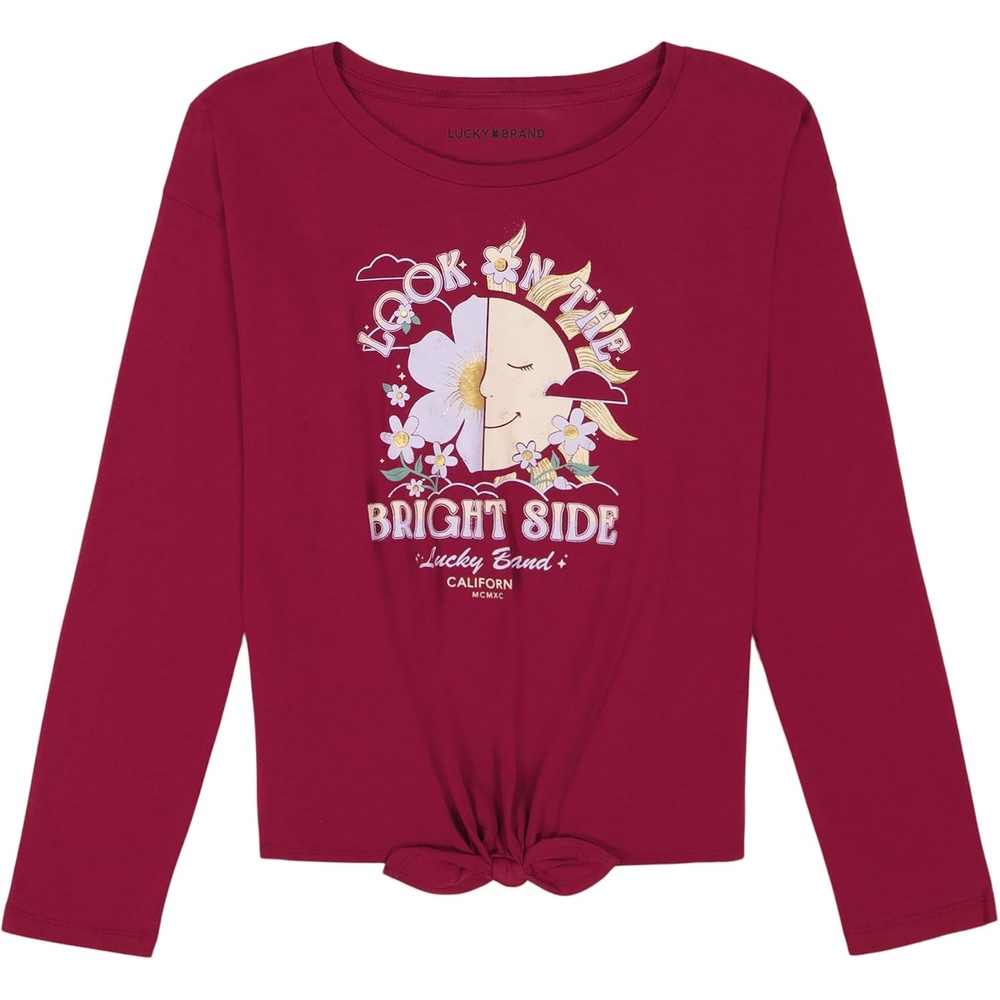 image:imageLucky Brand Girls Long Sleeve Graphic TShirt Tagless Cotton Tee with Fun DesignsRed Plum