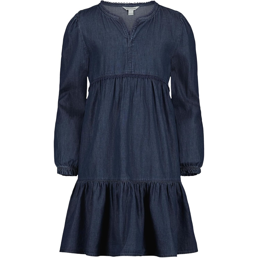 image:imageLucky Brand Girls Long Sleeve Lightweight Denim DressDark Wash
