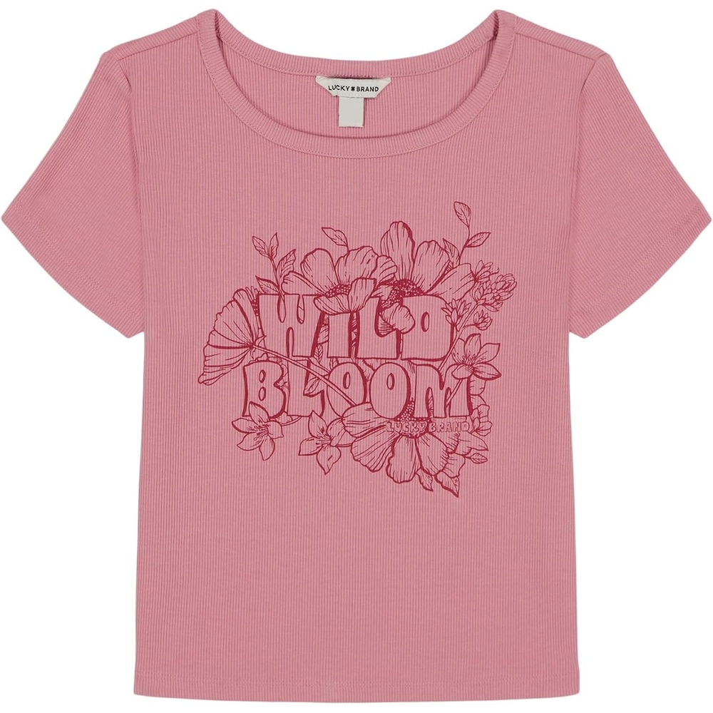 image:imageLucky Brand Girls Short Sleeve Stretch Rib Baby TShirt Soft amp ComfortableWild Bloom