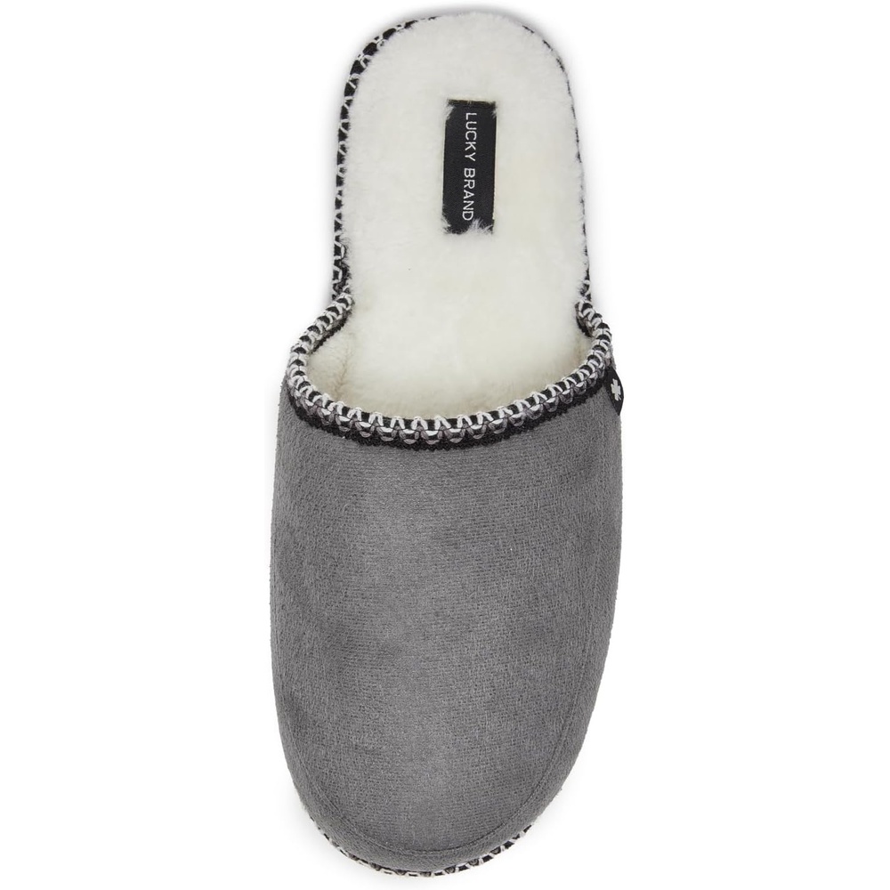 image:imageLucky Brand Memory Foam Rubber Sole Scuff Bedroom Slipper  Soft Comfy Mens Slippers  IndoorOutdoor Mens House SlippersGrey