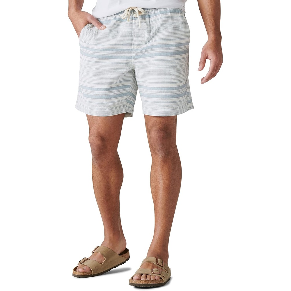 image:imageLucky Brand Mens 7 Pull Up Linen ShortBlue Stripe