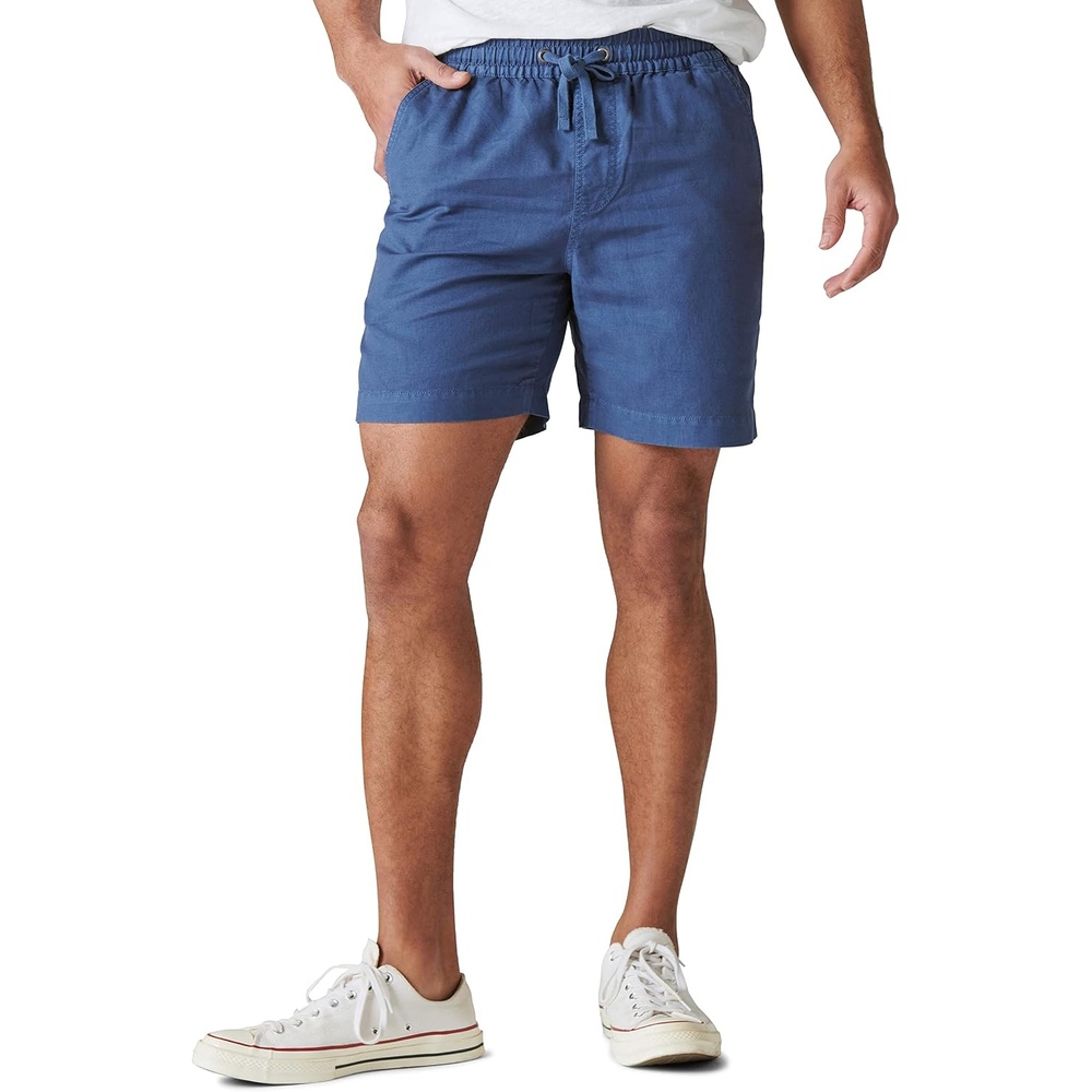 image:imageLucky Brand Mens 7 Pull Up Linen ShortDark Denim