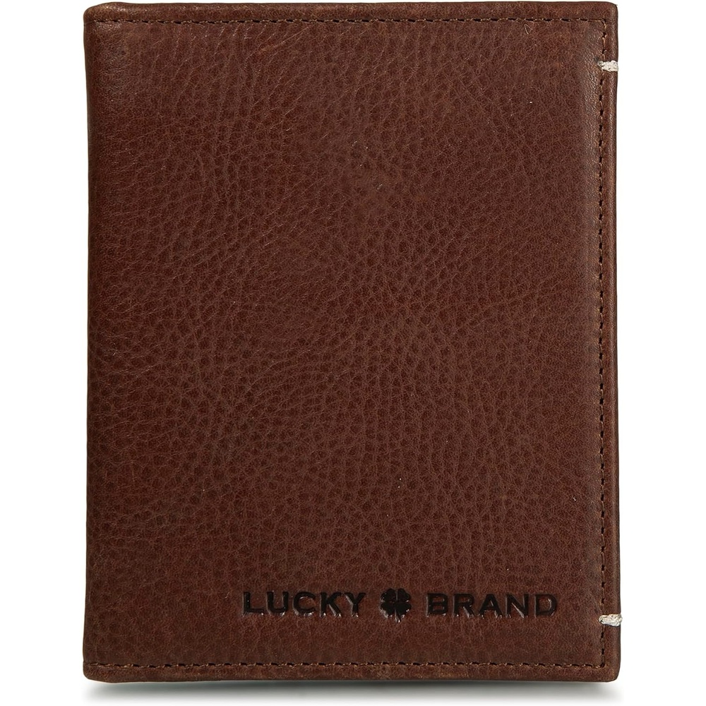 image:imageLucky Brand Mens Bifold and LFold Wallet  ID Window  Card Slots  Genuine Leather  Organization  StylishSmooth Leather  Brown