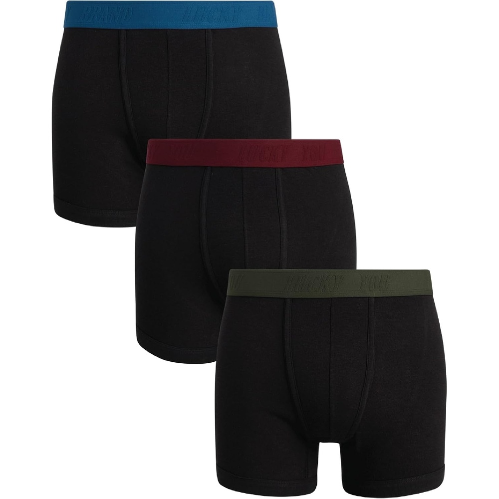 image:imageLucky Brand Mens Boxer Briefs 3 Pack Soft Stretch Cotton Boxer Briefs for Men w Contour Pouch 5 Inseam Mens UnderwearJet Black Contrast