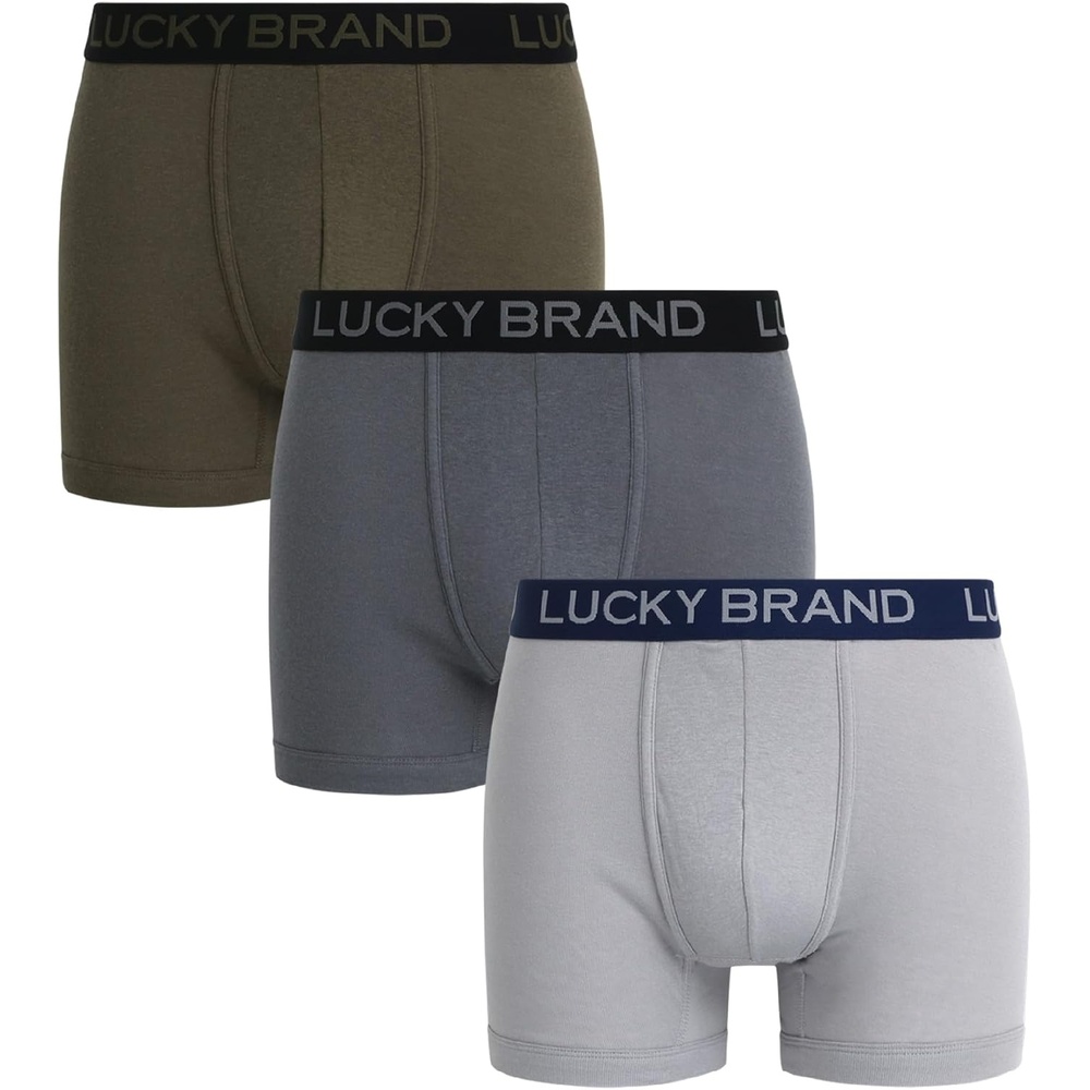 image:imageLucky Brand Mens Boxer Briefs 3 Pack Soft Stretch Cotton Boxer Briefs for Men w Contour Pouch 5 Inseam Mens UnderwearLeafAlloySmoked Pearl