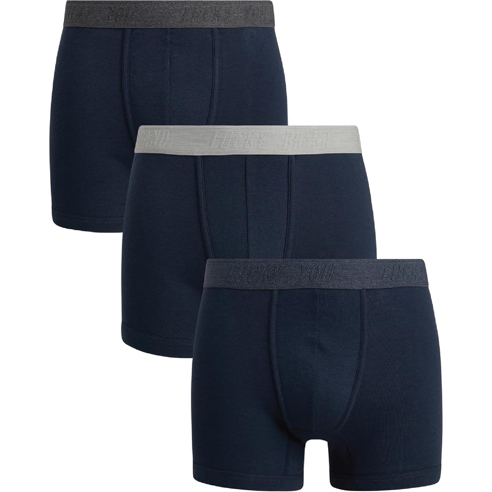 image:imageLucky Brand Mens Boxer Briefs 3 Pack Soft Stretch Cotton Boxer Briefs for Men w Contour Pouch 5 Inseam Mens UnderwearMood Indigo Blue