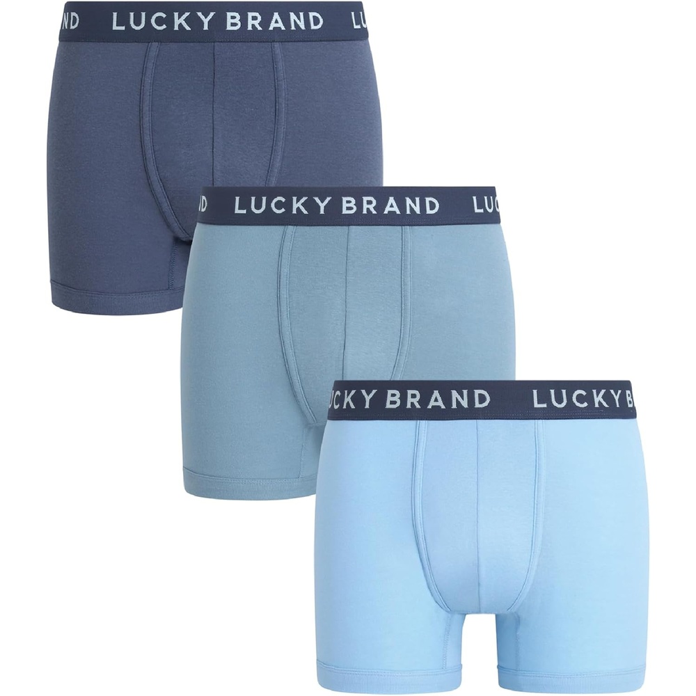 image:imageLucky Brand Mens Boxer Briefs 3 Pack Soft Stretch Cotton Boxer Briefs for Men w Contour Pouch 5 Inseam Mens UnderwearVintage IndigoFaded DenimLight Blue