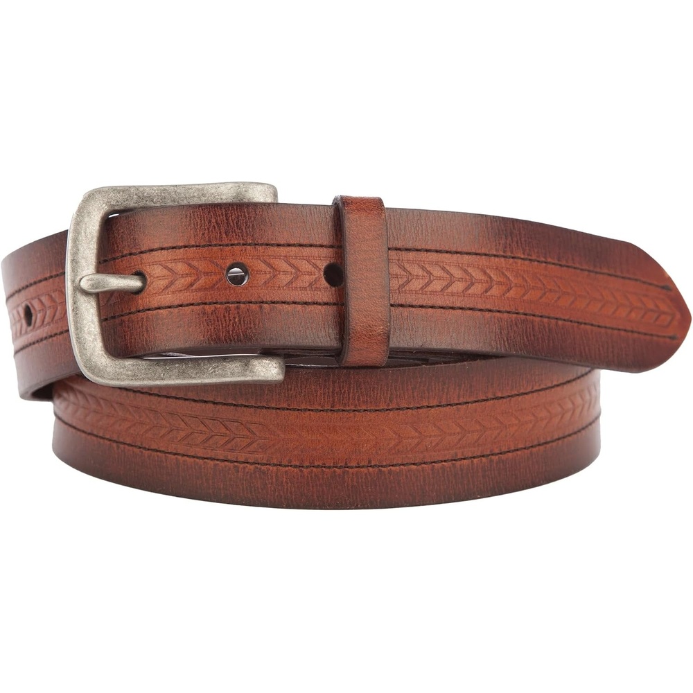 image:imageLucky Brand Mens Genuine Leather Belt Classic Casual Everyday Western American Heritage Metal BuckleChevron Brown