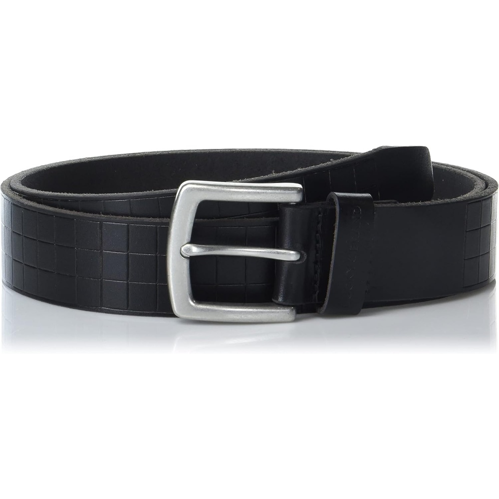 image:imageLucky Brand Mens Genuine Leather Belt Classic Casual Everyday Western American Heritage Metal BuckleGrid Tooled Embossed Black