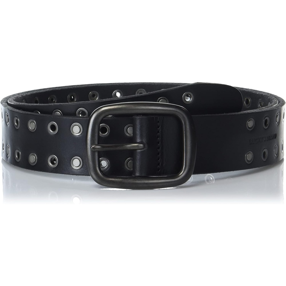 image:imageLucky Brand Mens Genuine Leather Belt Classic Casual Everyday Western American Heritage Metal BuckleGrommet and Stud Black