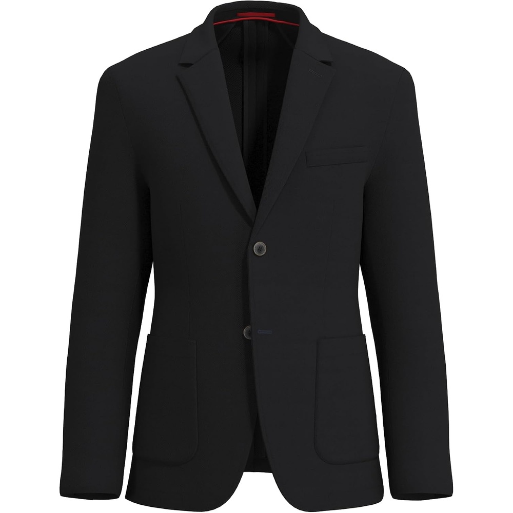 image:imageLucky Brand Mens Grey Heather Pique Knit Sportcoat Slim Fit Unstructured 2Button Patch Pockets Side VentsBlack