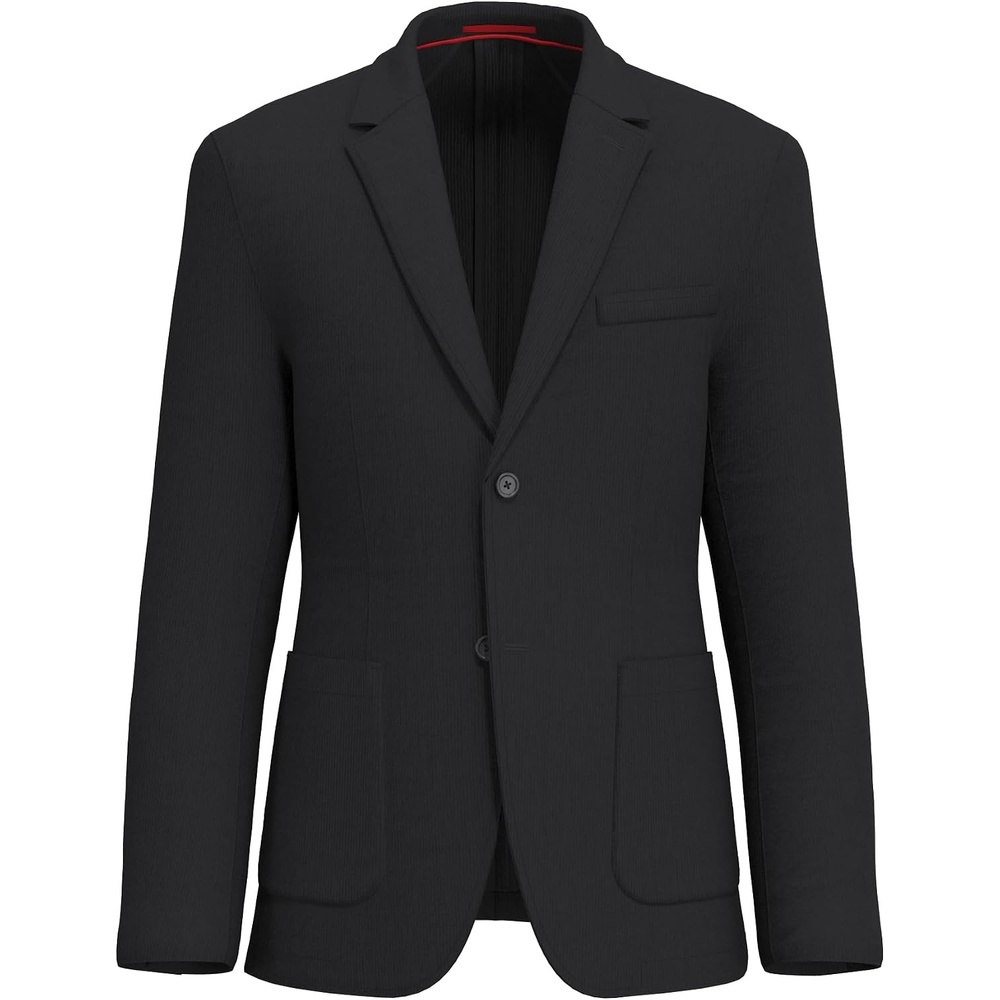image:imageLucky Brand Mens Knit Plaid Blazer Black Slim Fit Rayon and Polyester Blend Sportcoat with Notch Collar