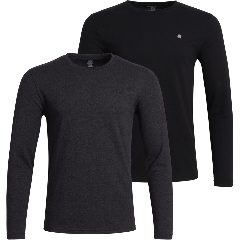 image:imageLucky Brand Mens Long Sleeve Tee Shirts 2 Pack Cotton Blend Shirts Upgrade your everyday essentials with the Lucky Brand Mens Long Sleeve Tee Shirts 2Pack these full sleeve tshirts men areCharcoalJet Black