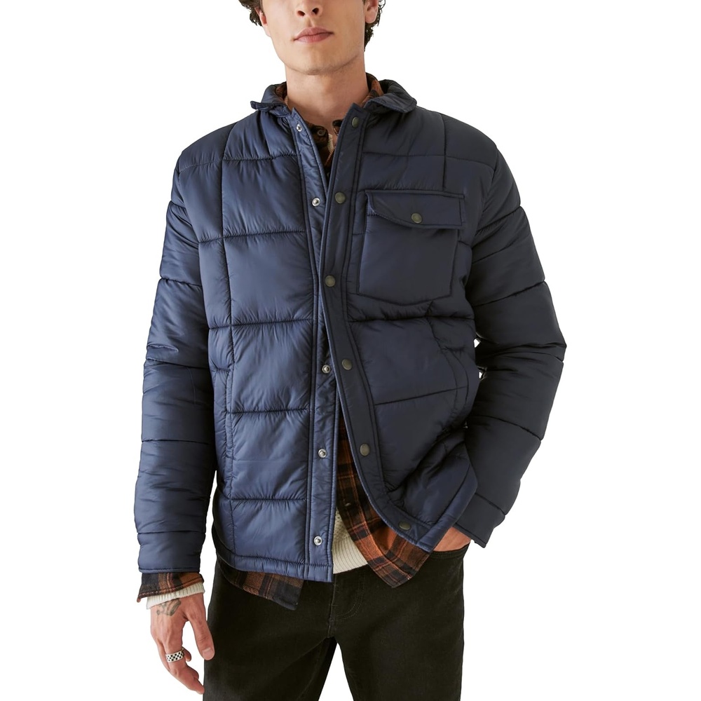 image:imageLucky Brand Mens Lucky Brand Mens Quilted Nylon Shirt JacketBlue