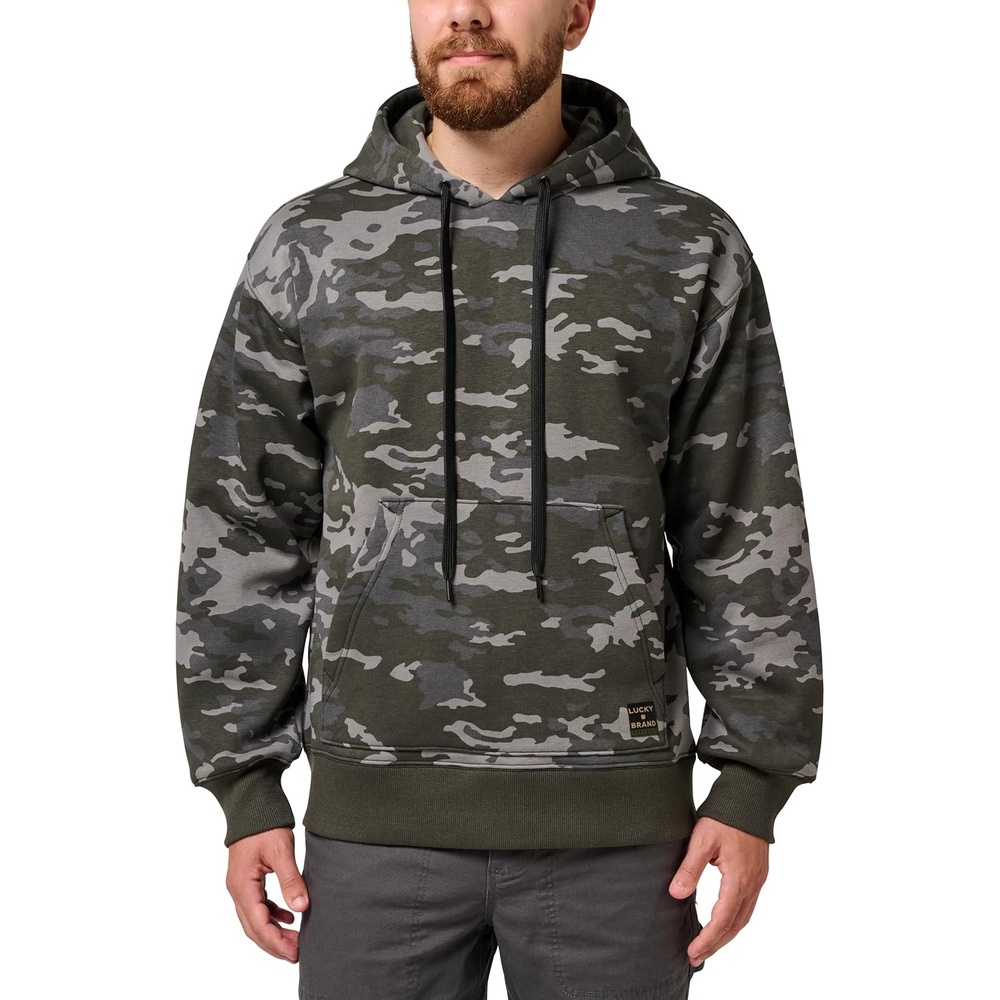 image:imageLucky Brand Mens Mens Camo Pullover Fleece HoodieBlack