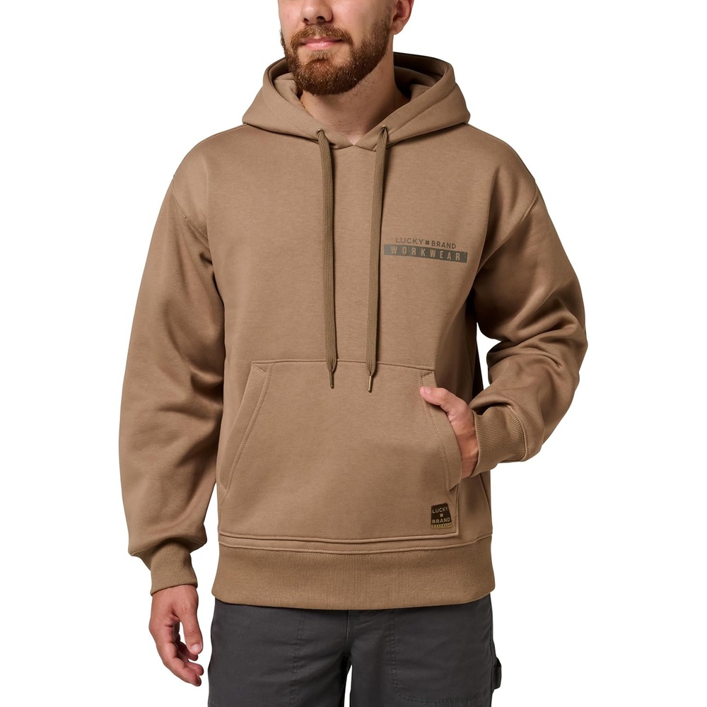 image:imageLucky Brand Mens Mens Distressed Stamp Graphic Print HoodieDriftwood