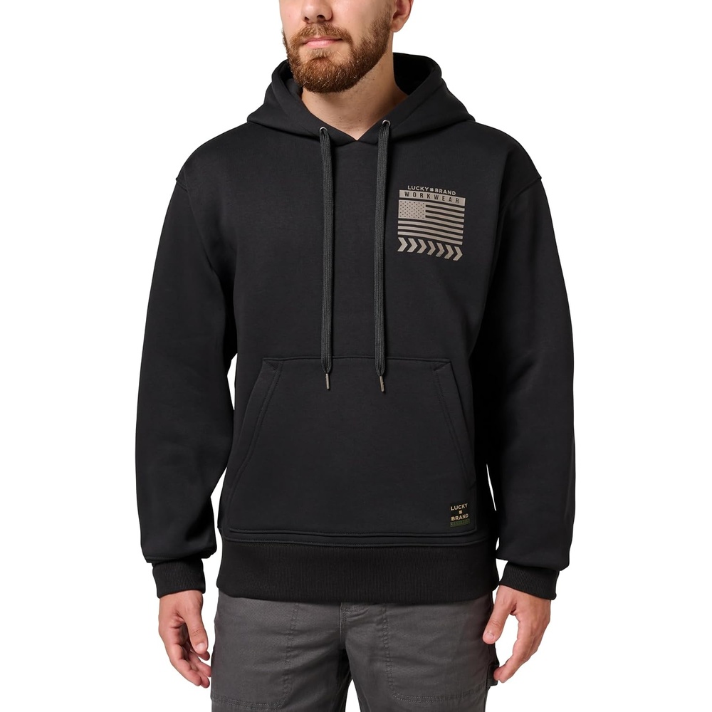 image:imageLucky Brand Mens Mens Flag Tracks Graphic Print HoodieBlack