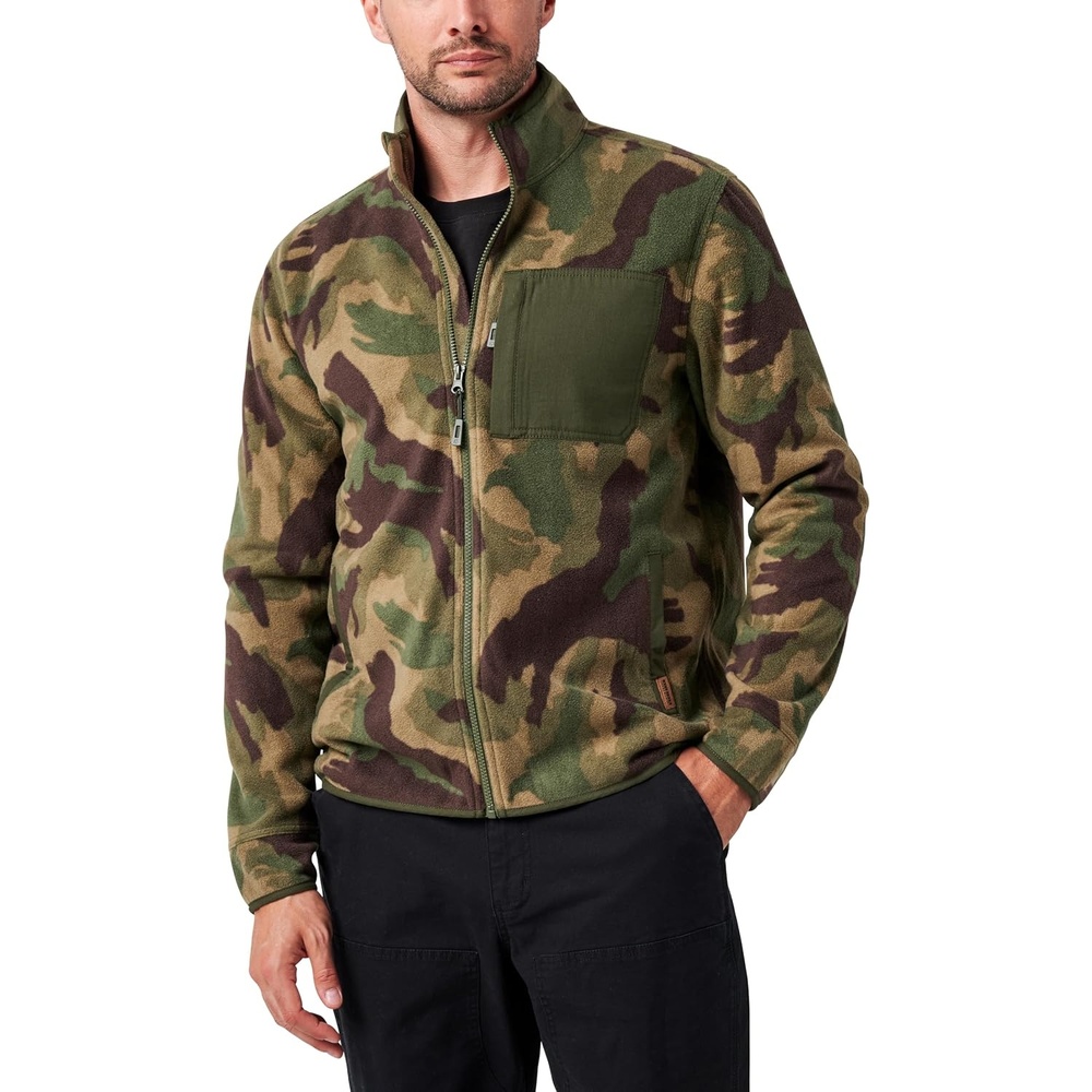 image:imageLucky Brand Mens Mens Full Zip Camo Polar Fleece JacketDk Olive