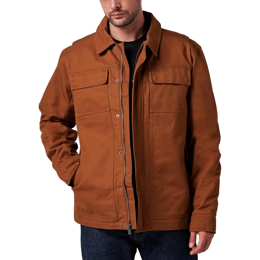 image:imageLucky Brand Mens Mens Full Zip Canvas Chore Jacket With Quilted LiningRusty Bronze