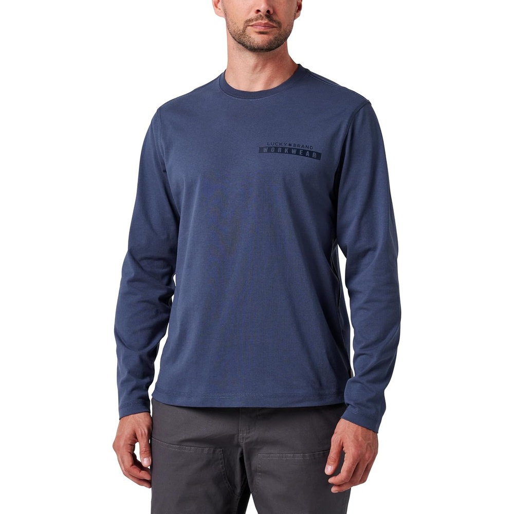 image:imageLucky Brand Mens Mens Long Sleeve Core Logo TShirtWorkwear Blue