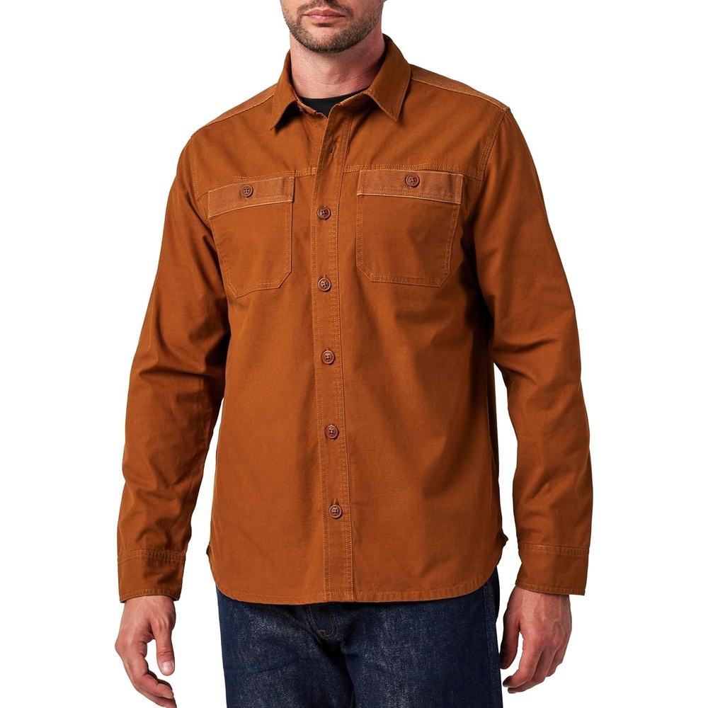 image:imageLucky Brand Mens Mens Long Sleeve Slub Canvas Work ShirtRusty Bronze