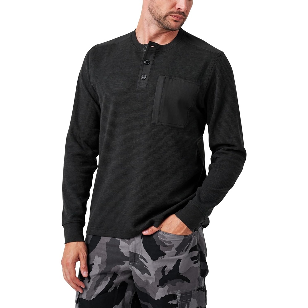 image:imageLucky Brand Mens Mens Long Sleeve Slub Thermal Henley with PocketBlack