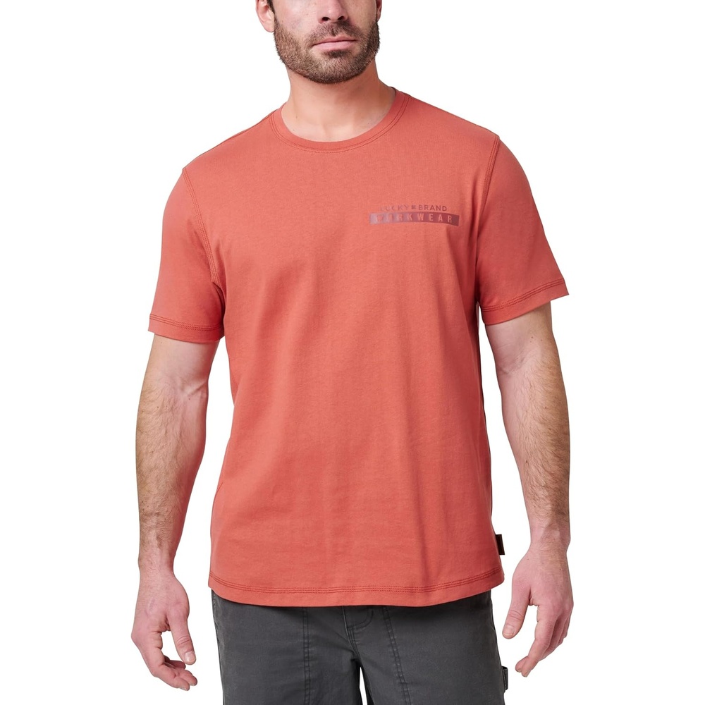 image:imageLucky Brand Mens Mens Short Sleeve Core Logo TShirtRedwood