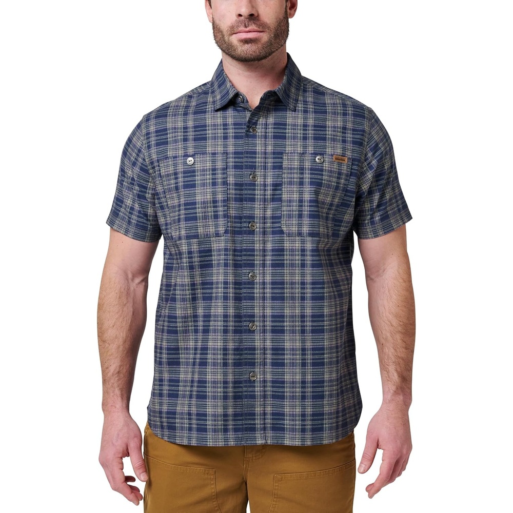 image:imageLucky Brand Mens Mens Short Sleeve Printed Plaid Work ShirtWorkwear Blue