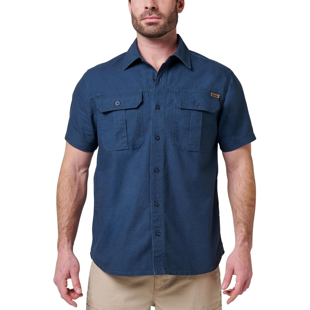 image:imageLucky Brand Mens Mens Short Sleeve Slub Canvas Work ShirtWorkwear Blue