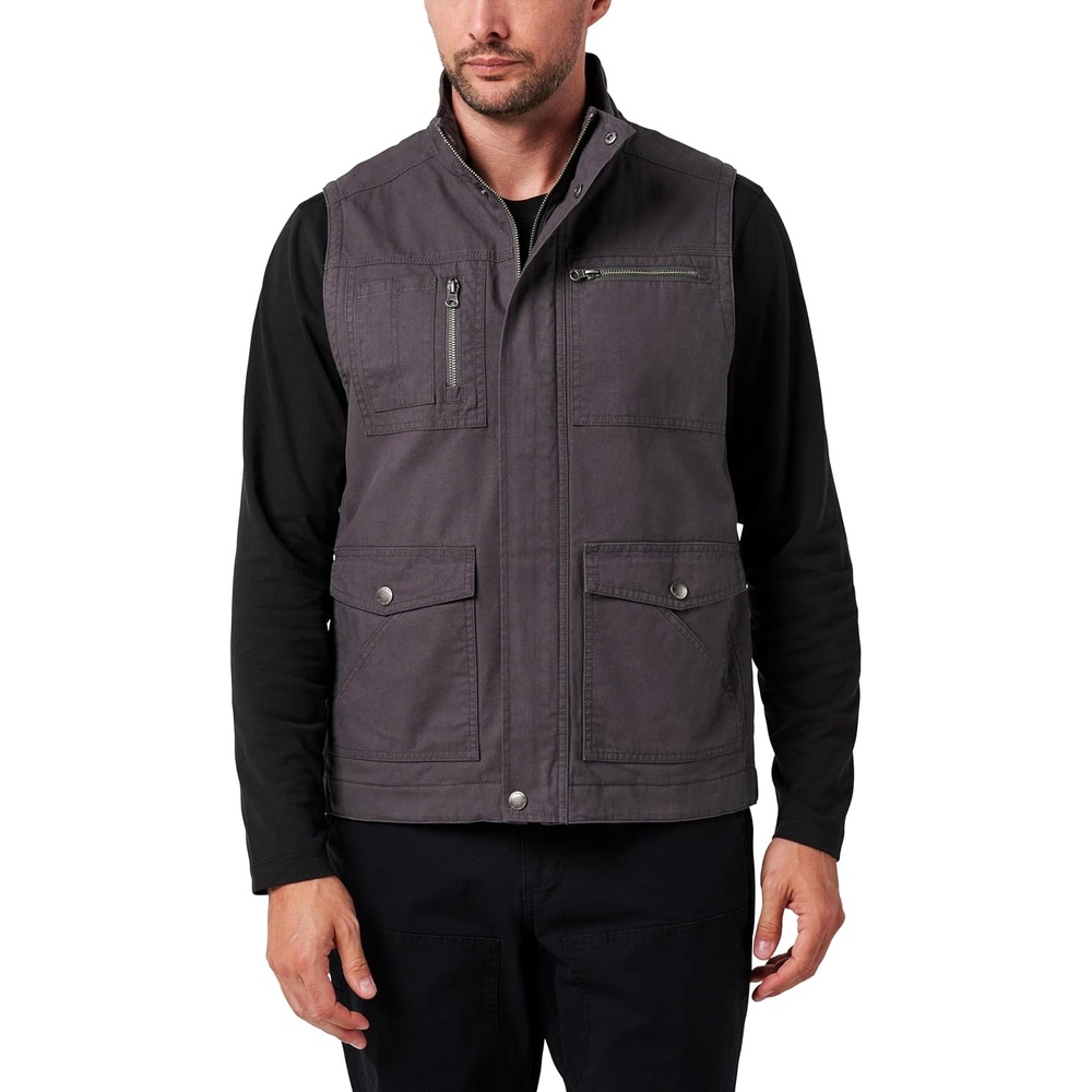 image:imageLucky Brand Mens Mens Zip Canvas Work Vest With Plaid Flannel LiningIron