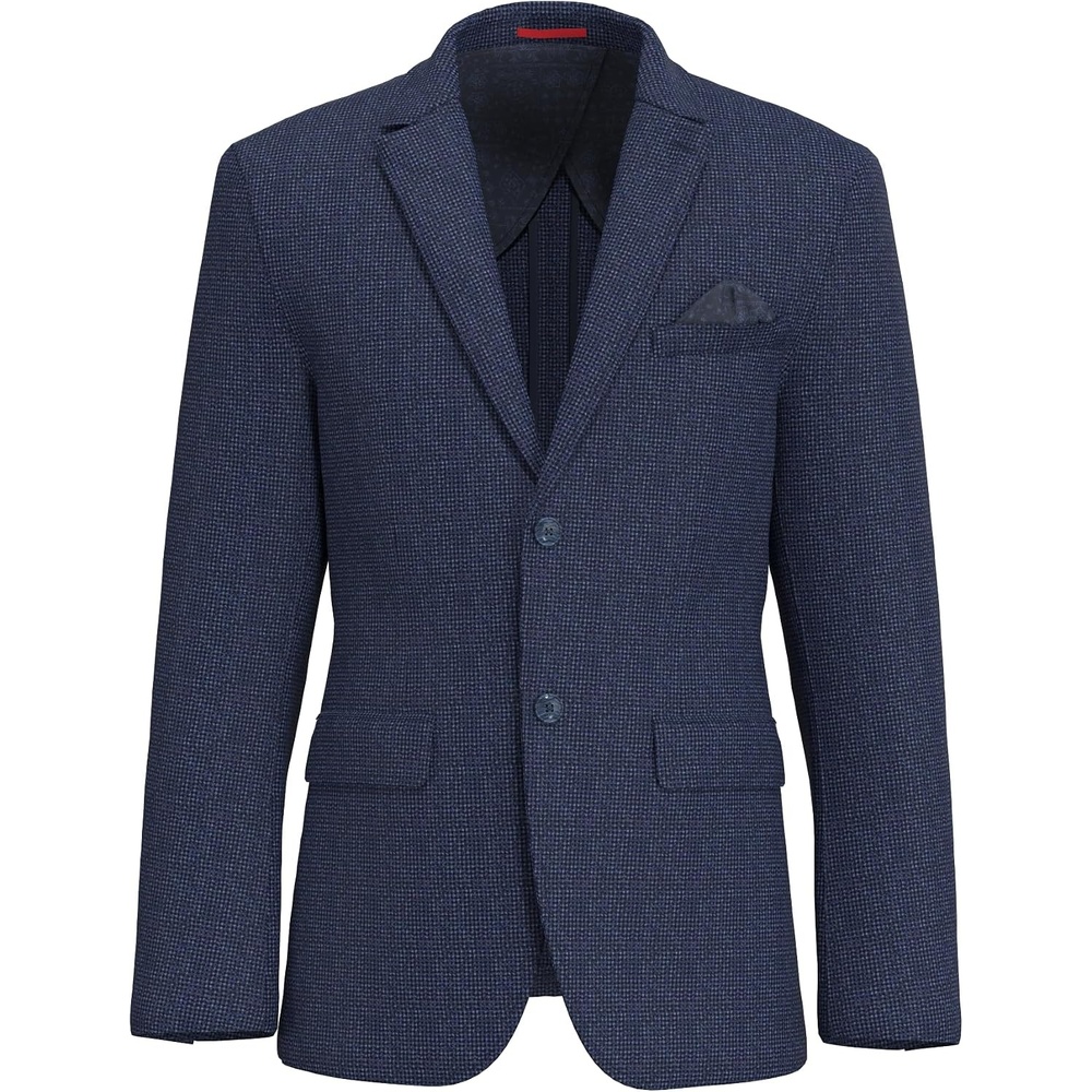 image:imageLucky Brand Mens Navy Seersucker Plaid Sportcoat Slim Fit Unstructured 2Button Notch Collar
