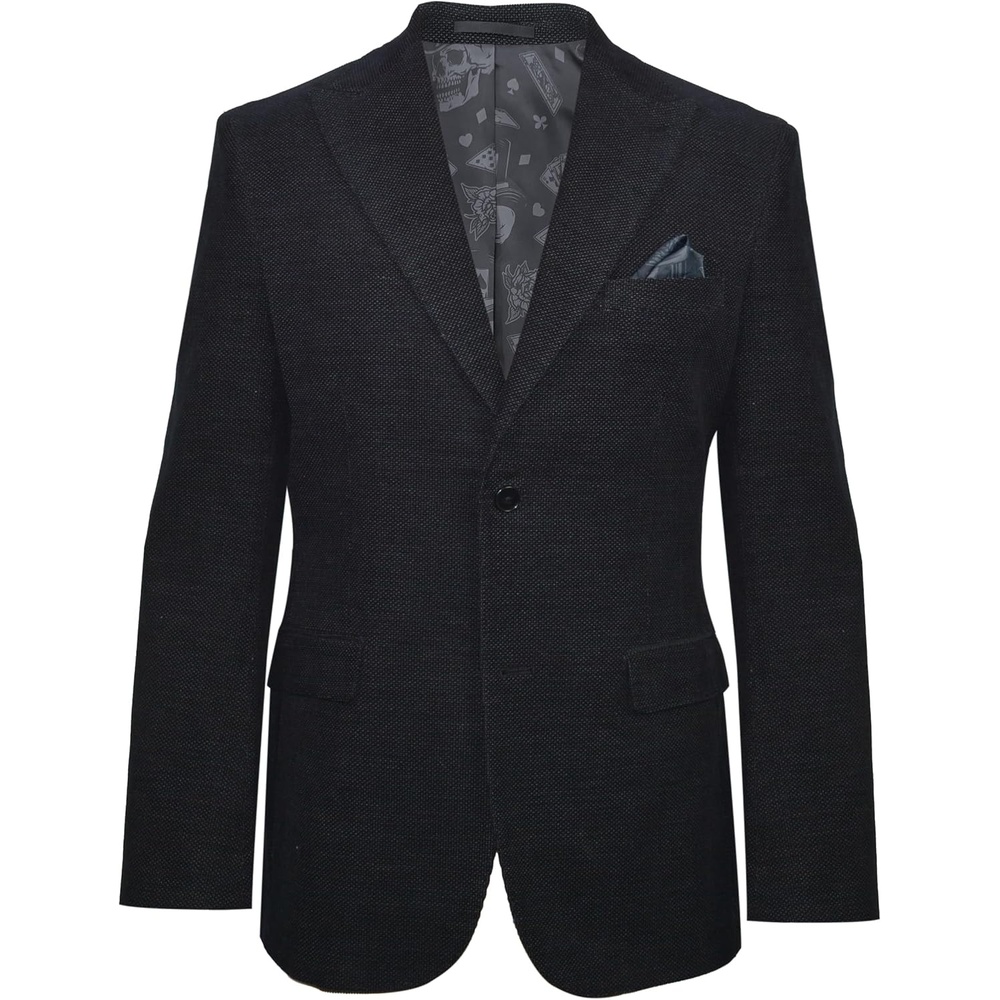 image:imageLucky Brand Mens Peak Lapel Blazer Slim Fit Brushed Cotton Unstructured 2Button Notch Collar Patch Pockets