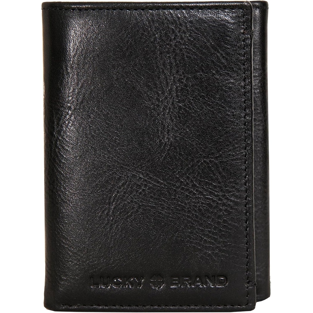 image:imageLucky Brand Mens Smooth Leather Trifold Wallet with RFID Blocking Lining 6 Card Slots and Large Bill Pocket BlackSmooth Leather Black