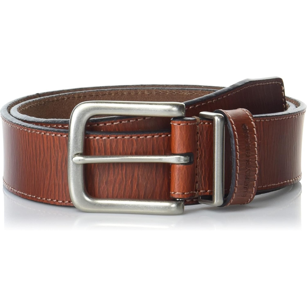 image:imageLucky Brand Mens Stitched Genuine Leather Belt Classic Casual Dress Everyday Western Metal BuckleLeather Keeper Tan