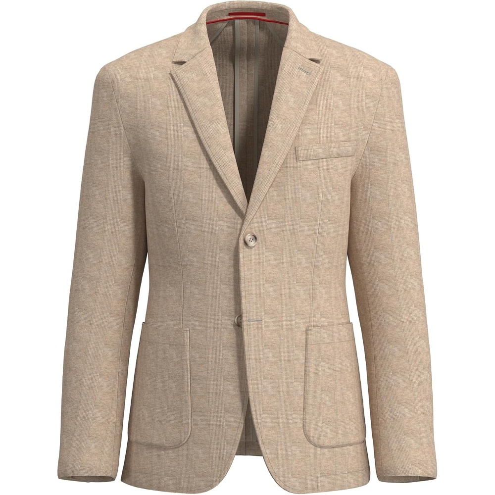 image:imageLucky Brand Mens Tan Glen Plaid Knit Sportcoat Slim Fit Unstructured 2Button Notch Collar