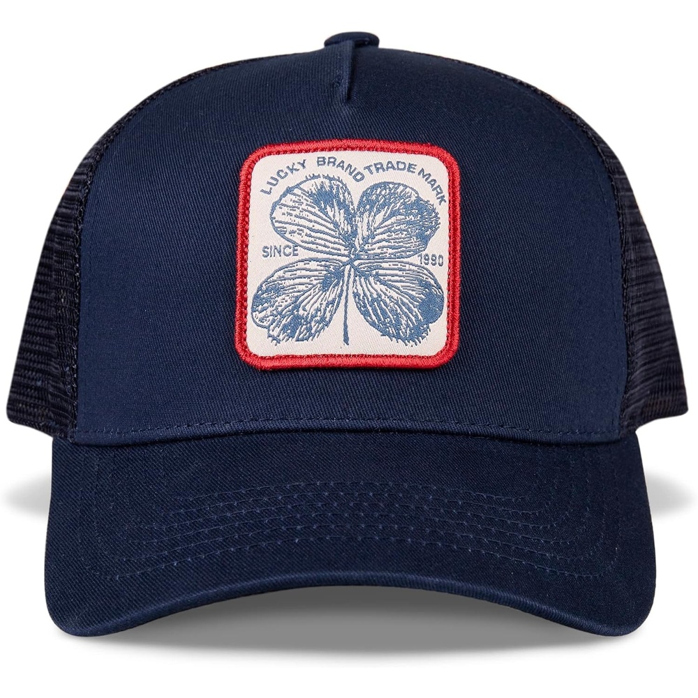 image:imageLucky Brand Trucker Hat Snapback Adjustable Mesh Back Retro Baseball Cap Golf Fishing American HeritageClover Patch Navy