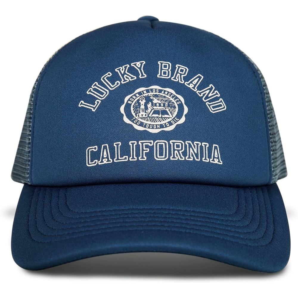 image:imageLucky Brand Trucker Hat Snapback Adjustable Mesh Back Retro Baseball Cap Golf Fishing American HeritageCollegiate Blue