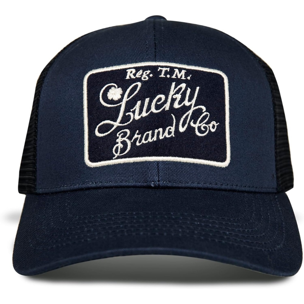 image:imageLucky Brand Trucker Hat Snapback Adjustable Mesh Back Retro Baseball Cap Golf Fishing American HeritageEmbroidered Patch Navy