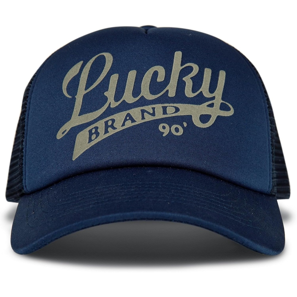 image:imageLucky Brand Trucker Hat  Snapback  Adjustable  Mesh Back  Retro  Baseball Cap  Golf  Fishing  American HeritageLucky Print  Navy