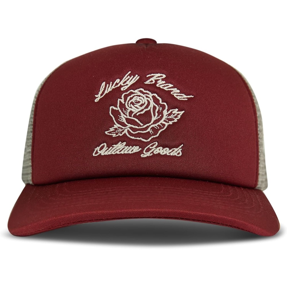 image:imageLucky Brand Trucker Hat Snapback Adjustable Mesh Back Retro Baseball Cap Golf Fishing American HeritageLucky Rose Red