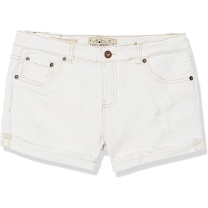 Lucky Brand Girls’ Cuffed Jean Shorts, Stretch Denim with 5 Pockets, Mid to High Rise Waist(Ronnie White)