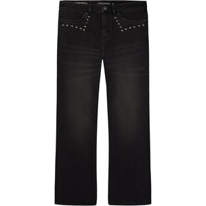Lucky Brand Girls’ High Rise Wide Flare Stretch Denim Jean, Zipper Fly & Button Closure(Faded Black)